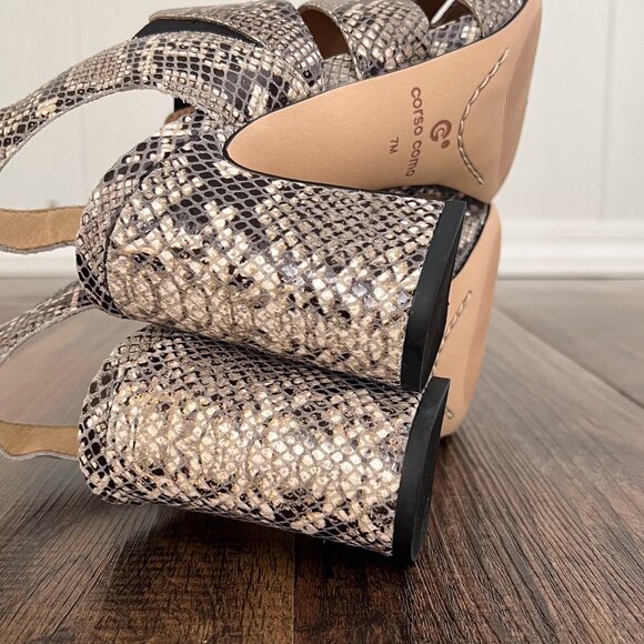 Corso Como Madelina Snakeskin Strappy Block Heel Ankle Strap Sandal Size 7 Multi - Picture 10 of 13